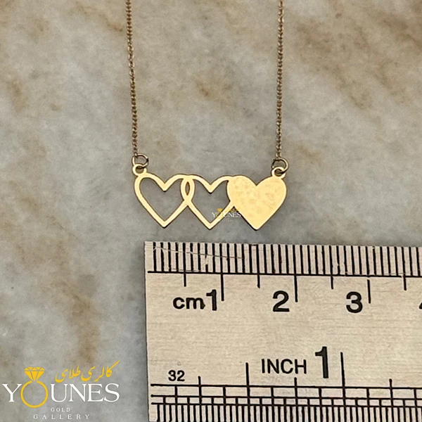 گردنبند مینیمال سه قلب طلا